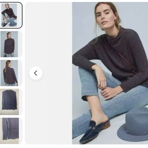 Anthropologie Eri + Ali Holdrege  XS mock Neck Ribbed Pullover Sweater in plum